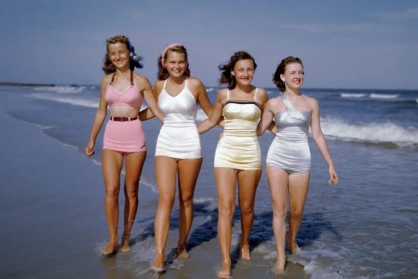 vintage ladies on the beach